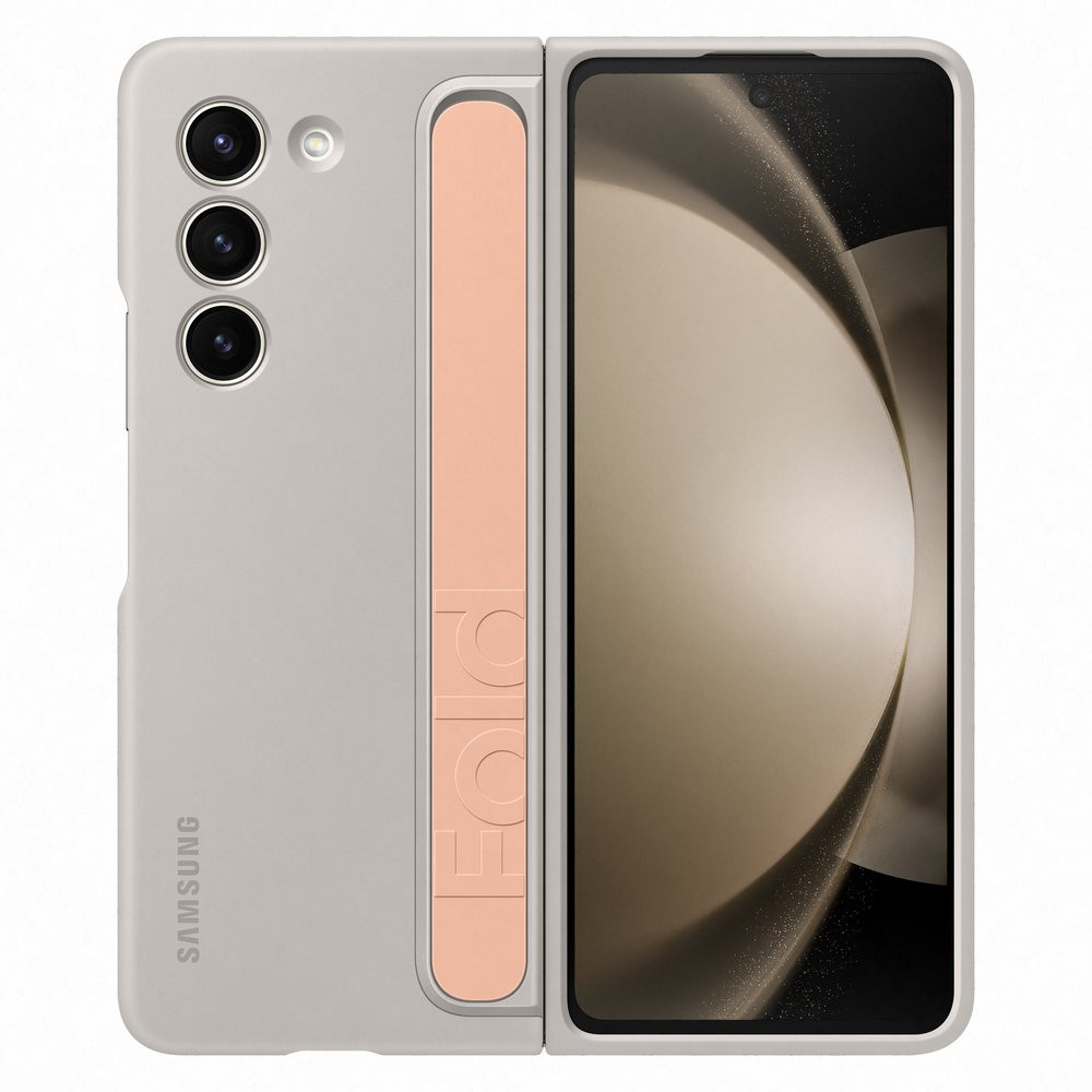 Custodia in silicone per Samsung Galaxy con Piega 5 con supporto beige e cintura