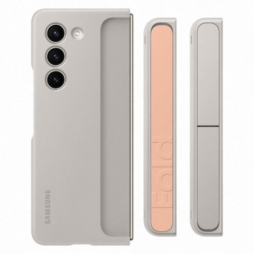 Silikónové puzdro pre Samsung Galaxy so zložením 5 s béžovým stojanom a pásom
