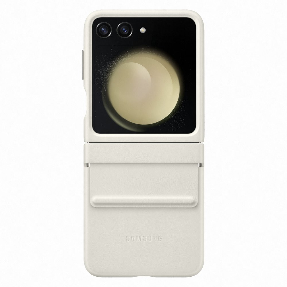 Capa de caso com eco-colher para galáxia com flip 5 cremoso Capa de caso com eco-colher para galáxia com flip 5 cremoso
