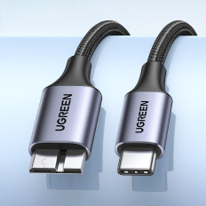 Kabeļu USB-C Cable - Micro USB-B 3.0 3a 0.5m pelēks