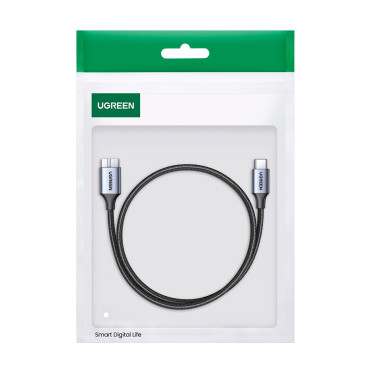 Kabeļu USB-C Cable - Micro USB-B 3.0 3a 0.5m pelēks