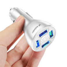 Caricabatteria da auto da 50W 4x USB-A QC Bianco