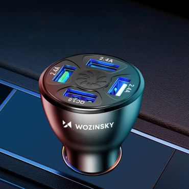 50W 4X USB-A CAR AUTOMOBILOVATEĽA QC Biela