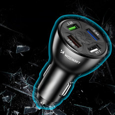 Caricabatteria da auto da 50W 4x USB-A QC Bianco