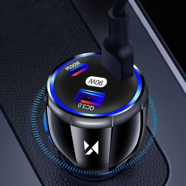 2x USB-C 1x USB-A 90W PD QC ČIERNA