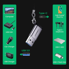 Adapteradapterkontakt med USB-C på USB 5GB / s GRAY