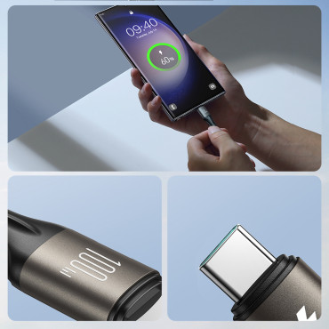 Kábel USB-C 100W Light-Rýchle kábel 1.2m Čierna