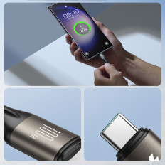 Kábel USB-C 100W Light-Rýchle kábel 1.2m Čierna
