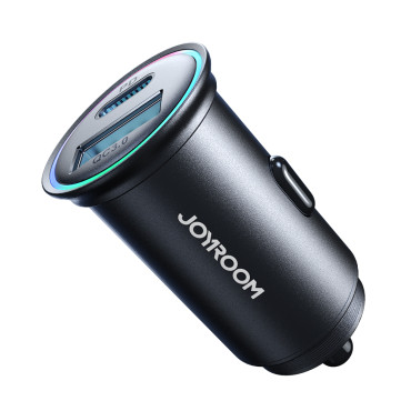 Mini carregador de carro 60w USB-A QC3.0 USB-C PD Preto