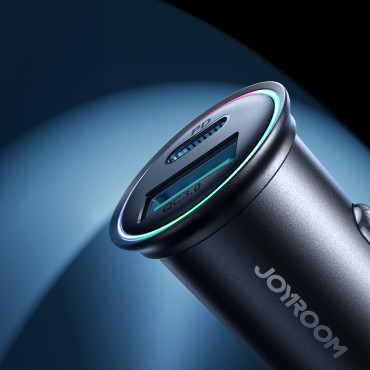 Mini carregador de carro 60w USB-A QC3.0 USB-C PD Preto