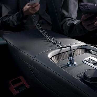 Mini carregador de carro 60w USB-A QC3.0 USB-C PD Preto