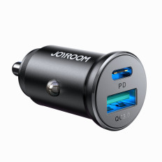 Mini Carregador de Carro 30 W USB-A QC3.0 USB-C PD Preto