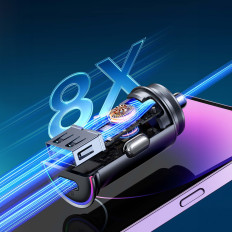 Mini auto lādētājs 60W USB-A QC3.0 USB-C PD melns