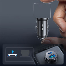 Μίνι φορτιστής αυτοκινήτου 30W USB-A QC3.0 USB-C PD BLACK