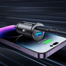 Mini Carregador de Carro 30 W USB-A QC3.0 USB-C PD Preto