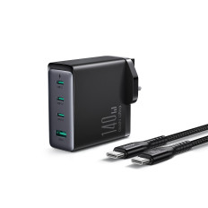 GAN 140W mrežni punjač. Hrvatski utikač UK 3X USB-C USB-A + USB-C kabel 1.2m
