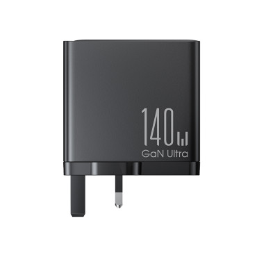 Carregador de rede GAN 140W. Plugue inglês UK 3x USB-C USB-A + USB-C Cable 1.2m