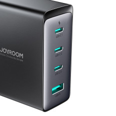 Carregador de rede GAN 140W. Plugue inglês UK 3x USB-C USB-A + USB-C Cable 1.2m