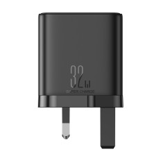 Carregador de rede rápido 2x USB-C USB-A 32W Plugue inglês UK 32W Preto