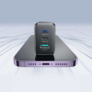 Φορτιστής γρήγορου δικτύου 2x USB-C USB-A 32W Αγγλικά βύσμα UK 32W Μαύρο