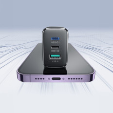 Φορτιστής γρήγορου δικτύου 2x USB-C USB-A 32W Αγγλικά βύσμα UK 32W Μαύρο