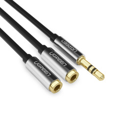 Audio Minijack Distributørkabel 3,5 mm - 2x minijack 3.5mm 21cm sort