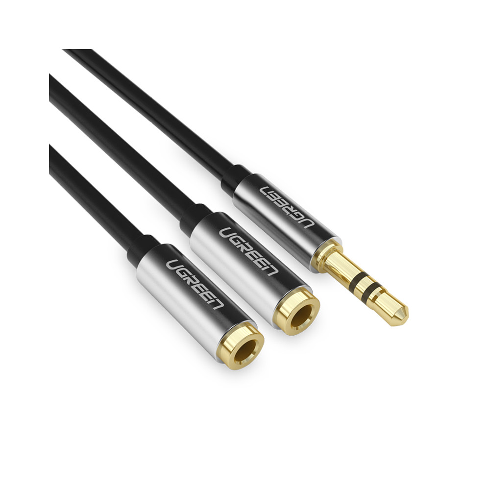 Audio-Minijack-Verteilerkabel 3,5 mm - 2x Minijack 3.5mm 21 cm schwarz