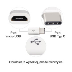Adapter adapter dugó mikro USB-vel USB-C fehéren