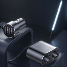 Auto cigarešu šķiltavas izplatītājs 2x USB 3.1A 17W Black lādētājs