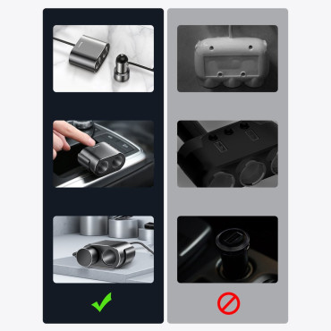 Distribuidor de encendedor de cigarrillos de coche 2x USB 3.1A 17W cargador negro