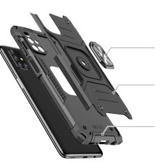 Armored Hybrid Case Case Samsung Galaxy M31S + Magnetisk Ring Handle Armor Silver