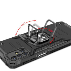 Armored Hybrid Case Case Samsung Galaxy M31S + Magnetisk Ring Handle Armor Silver