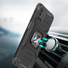 Armored Hybrid Case Case Samsung Galaxy M31S + Magnetisk Ring Handle Armor Silver