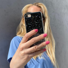 Lesklý prípad puzdro s brokade Samsung Galaxy A42 5G Star Glitter Pink
