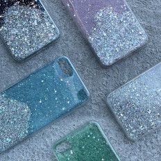 Lesklý prípad puzdro s brokade Samsung Galaxy A42 5G Star Glitter Pink