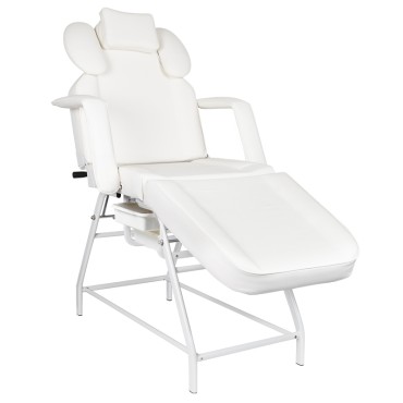 Sillón Ivette para tratamientos de pestañas blanco — vista lateral