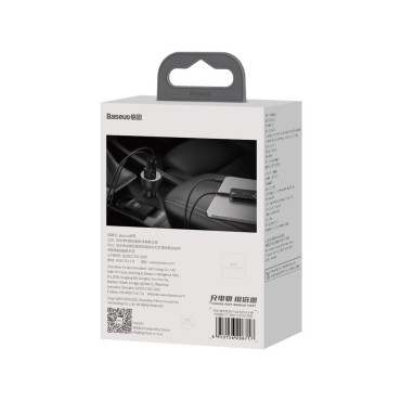 Rýchle silné auto nabíjačka USB / USB-C PPS QC PD 100W BLACK
