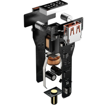 Greitas stiprus automobilių įkroviklis USB / USB-C PPS QC PD 100W BLACK