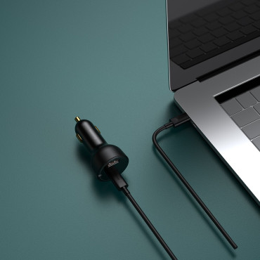 Rýchle silné auto nabíjačka USB / USB-C PPS QC PD 100W BLACK