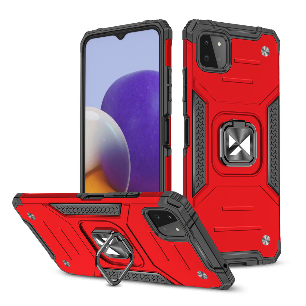 Cassa armata Cassa + Supporto magnetico Samsung Galaxy A22 4G Armatura ad anello rosso