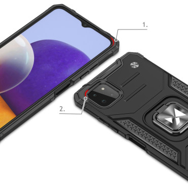 Obrnené puzdro + magnetický držiak Samsung Galaxy A22 4G Ring Armor Red
