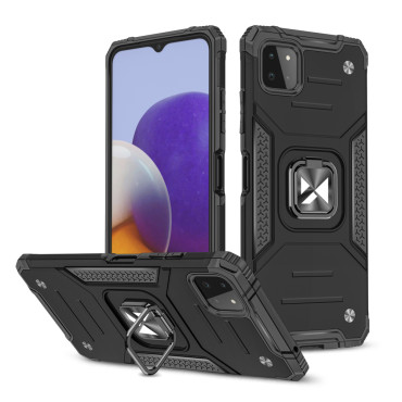 Panssaroitu tapauskotelo + magneettinen Samsung Galaxy A22 4G Ring panssor musta