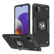 Bolsa de caso blindado + magnético samsung galaxy a22 4g anel armour preto