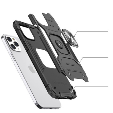 Armored Case Case + Magnetic Holder iPhone 13 Pro Max Ring Armor Silver