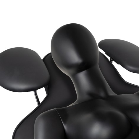 Sillón de tratamiento para extensiones de pestañas Ivette negro — detalle del reposabrazos