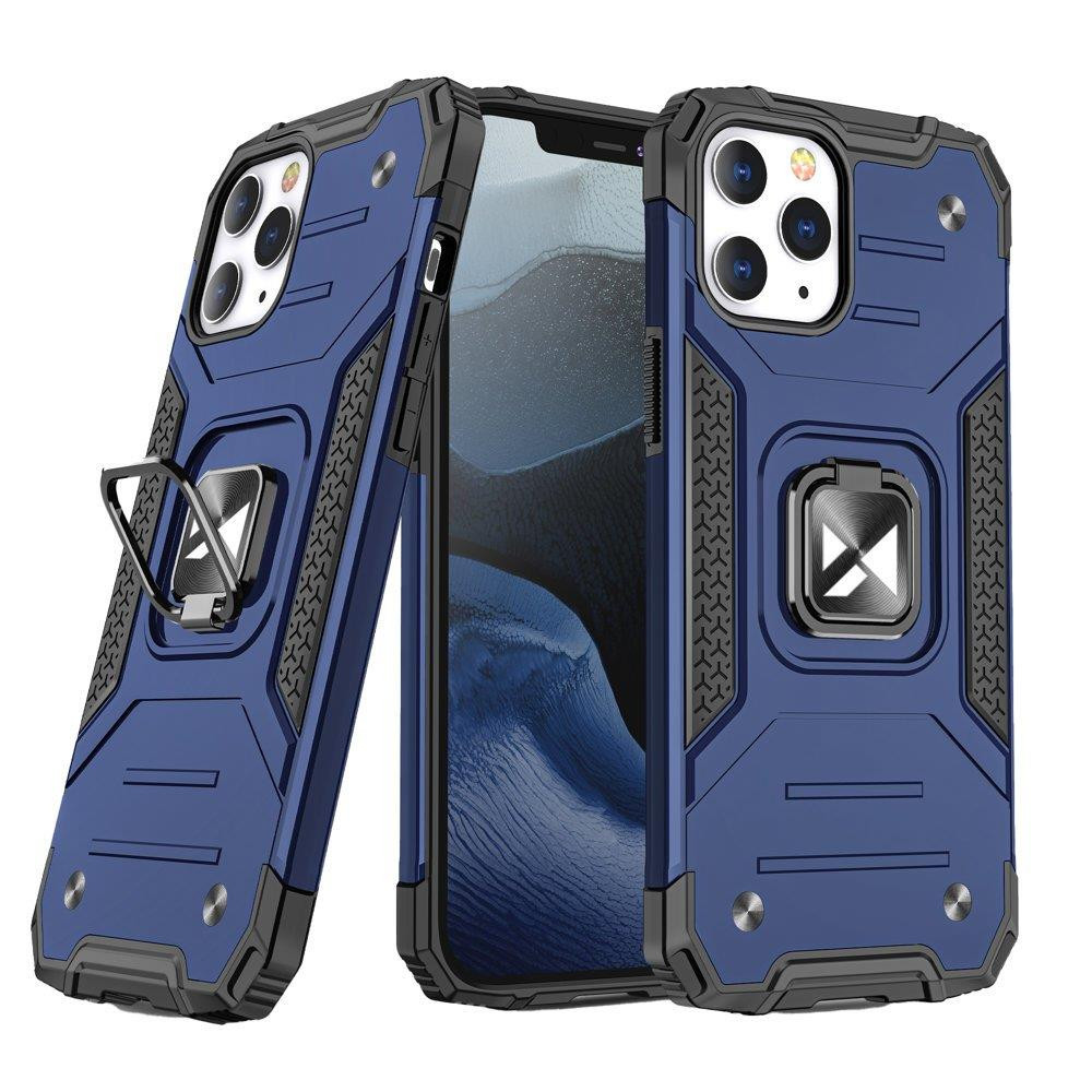 Pantserd Case Pouch + Magnetische Holder iPhone 13 Pro Ring Armor Blue