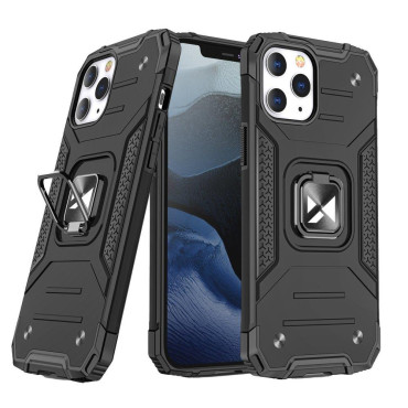 Custodia blindata + Portagrumatore Magnetico IPhone 13 PRO Anello Armatura Nero