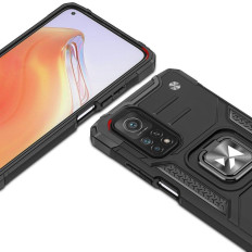 Cas d'armure + Magnétique MI Poco M4 PRO 5G / REDMI NOTE 11 5G Bague Armure Black