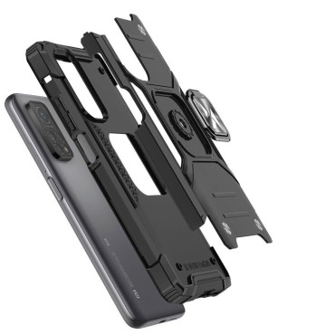 Pansarfallsfall + magnetisk hållare Samsung Galaxy A03s Ring Armour Black