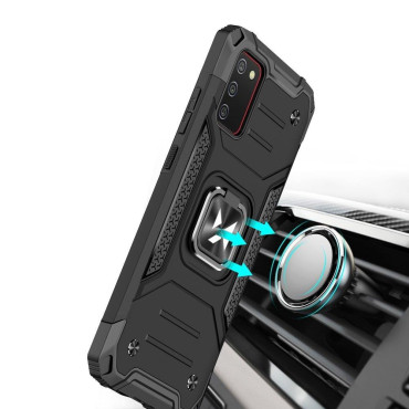 Oklopna kutija za smeće + magnetski držač Samsung Galaxy A03s prsten oklop plave